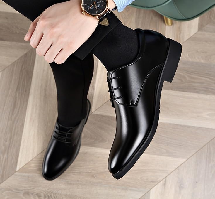 Men's Dress Shoes Mens Fashion Casual Classic Pointed-Toe Oxford Shoes Business Wedding Derby Shoes for Men(Black,7.5)4