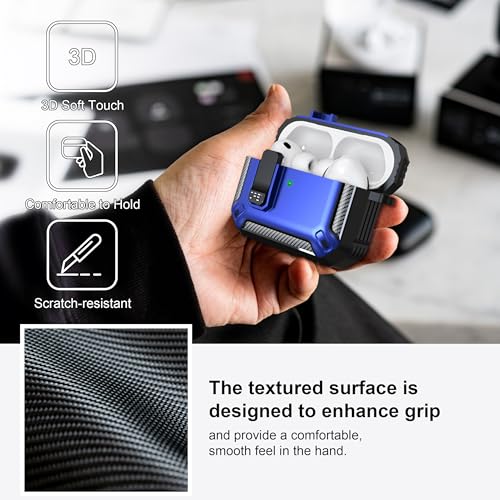 Image of AirPods Pro 3 Case with Magnetic Safety Lock Phone Stand Magsafe, Blue