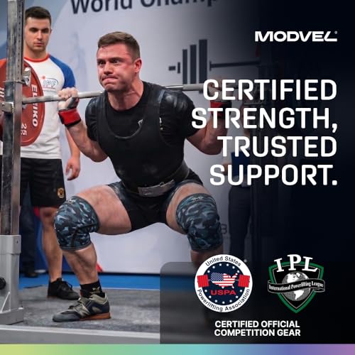 Image of Modvel Strength 7mm Knee Sleeves (Pair) for Weightlifting & Powerlifting (USPA, IPL Approved) | High-Performance Knee Compression Support For Squats, Weight Lifting - Men and Women