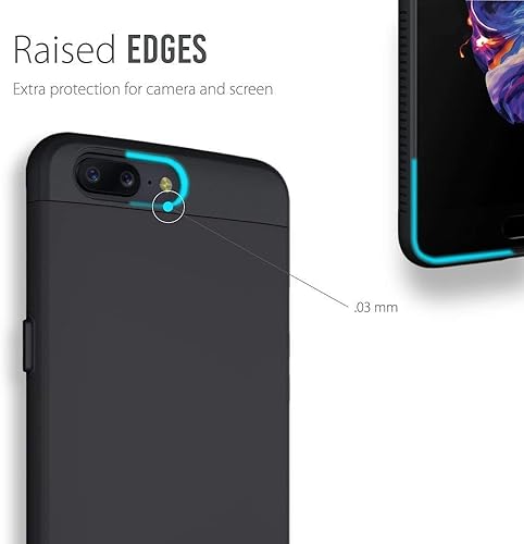 Miniatura 5 de TUDIA funda con ajuste resistente con protección extrema superficie rugosa pero delgada funda de capa doble para OnePlus 5 Negro mate