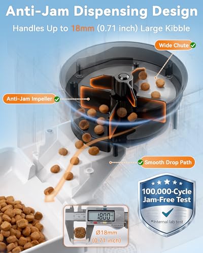 Large Breed Automatic Dog Feeder: 12L/50 Cups with HD 1080P Camera - 5G WiFi Anti-Clog Timed Dog Feeder for Golden Retriever Busy Owners by UTCG - Image 4