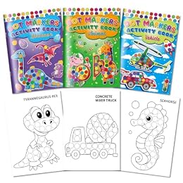 Kalysky 3 Pack Dot Markers Activity Coloring Book for Toddlers Ages 1-3 2-4