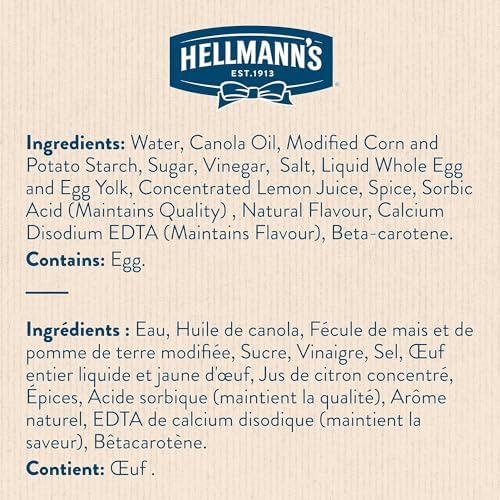 Hellmann's Mayonnaise Type Dressing condiment for fries, burgers, and salads Light ½ Fat with Canadian free run eggs and canola oil 1.42 L