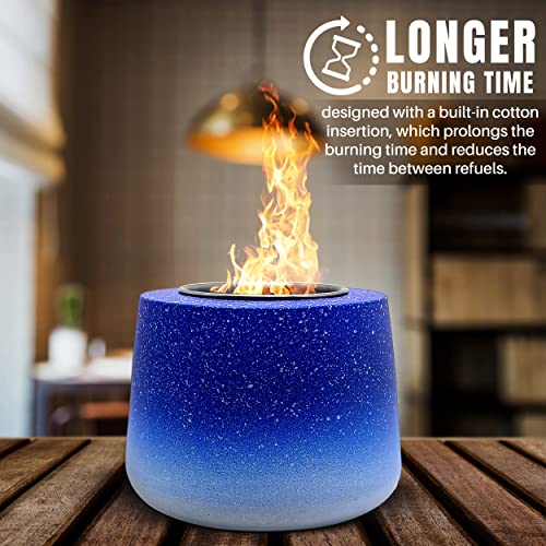 Tabletop Firepit Bowl – Portable Fire Pit With Extinguisher Lid – Concrete Table Top Fire Pit – Mini Tabletop Fireplace With Cotton For Long Burning (Light Blue-Starlight) #TOP2