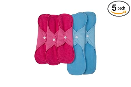 Re:Pad Reusable Sanitary Pads for women, | (3 Pads for moderate flow (Pink) + 2 Pads for heavy flow (Blue) + 1 Leak Proof Sanitary Pad Pouch) | Lasts Up To 1 .5 Years | Highly Absorbent & Skin Friendly. Certified Organic Pads for women