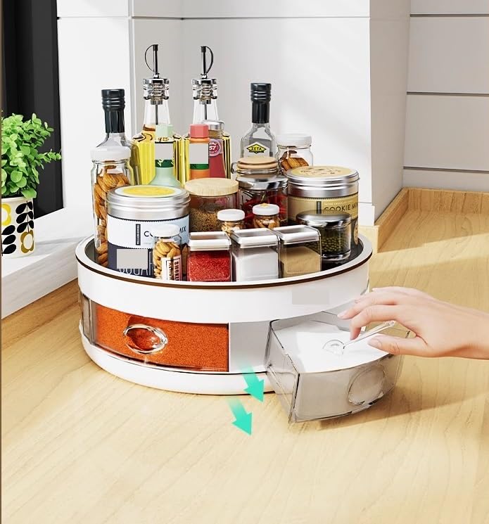 Organizador de especias giratorio de 2 niveles, almacenamiento de encimera que ahorra espacio para condimentos y condimentos