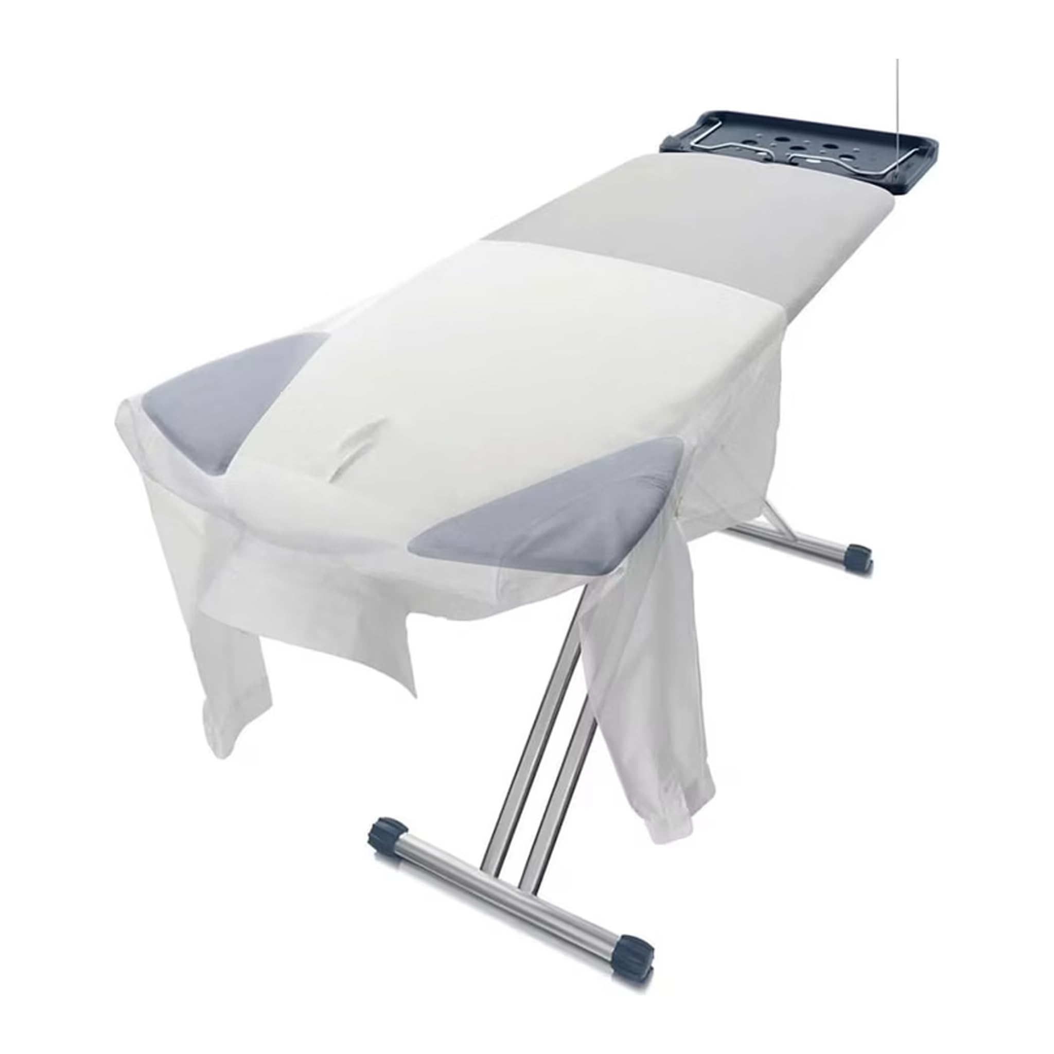Asse da Stiro XXXL Extra-Large Professionale, 8 Funzioni, Alette Retrattili Brevettate, Altezza Regolabile 6 Livelli, Porta Ferro e Appendi camicie - Rivestimento 100% Cotone