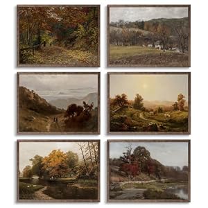 FYARTKJ 6Pcs Autumn Landscape Wall Art, Vintage Farmhouse Fall Nature Wilderness Illustrations Wall Decor Prints French Country Neutral Aesthetic Posters Rustic CottageCore Decoration, Unframed FYARTKJ 6Pcs Autumn Landscape Wall Art Vintage Farmhouse Fall Nature Wilderness Illustrations Wall Decor Prints French Country Neutral Aesthetic Posters Rustic CottageCore Decoration Unframed