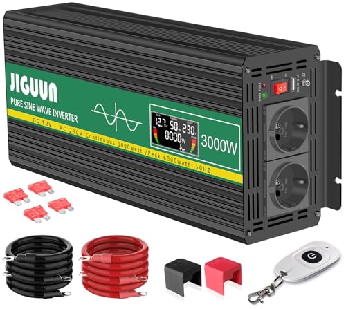 Transformateur 12V 220V Pur Sinus 3000W Onduleur de Tension Voiture avec LCD