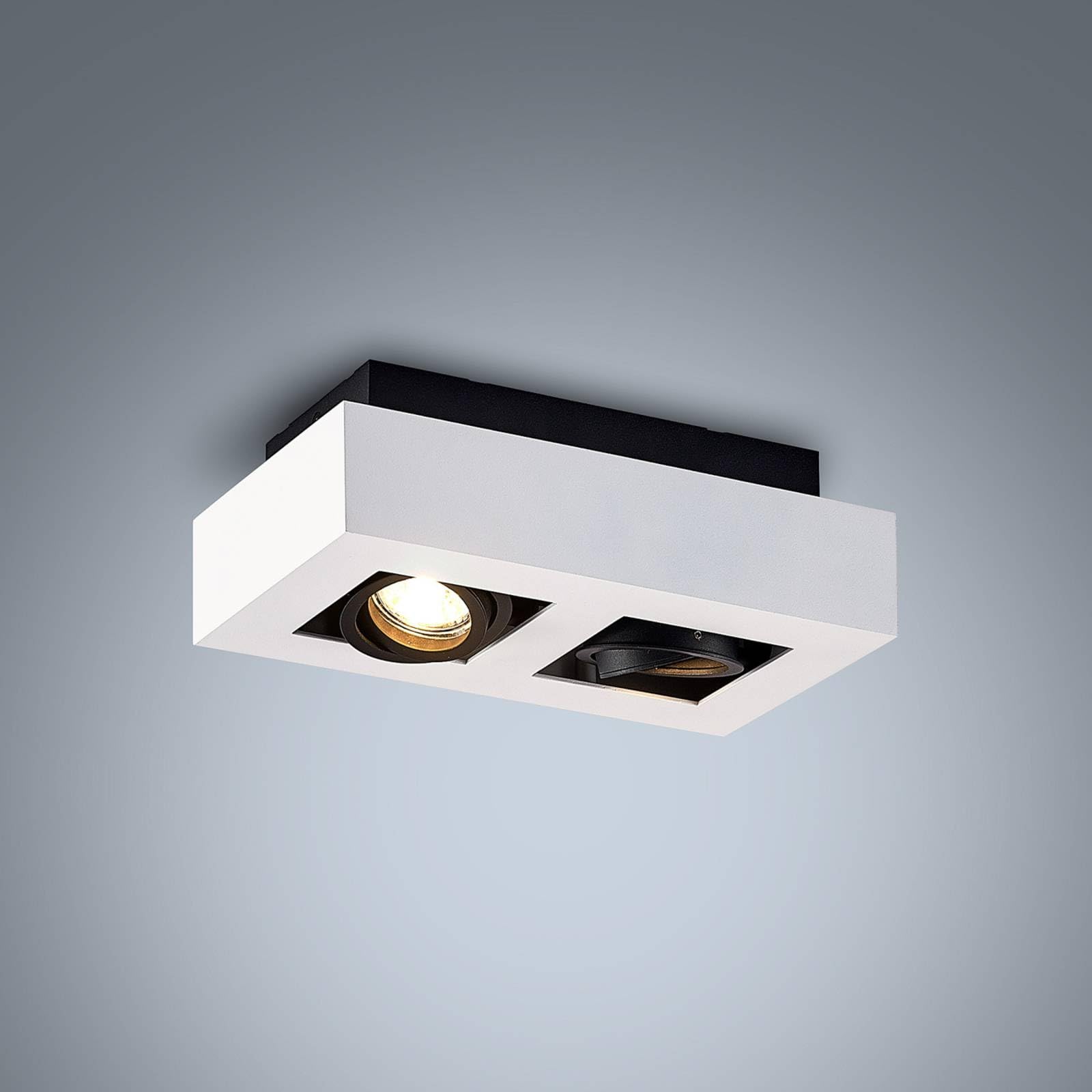 Arcchio lámpara de techo en blanco, foco | lámpara de cocina, gu10, 2 bombillas, moderno, de aluminio, angular para pasillo, oficina, espacio de trabajo, sala de