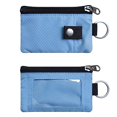 Image of CHENSPRX Minimalist RFID Blocking Small Wallet with ID Window,WaterResistant Zip Id Case Wallet with Lanyard Keychain for Cards,Cash,Travel,Women,Men