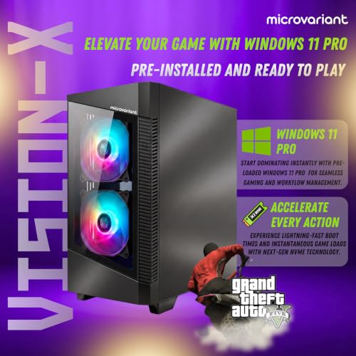 Image of Vision-X Gaming PC | Core I7 7th Gen | RTX 3050-6GB GPU | 16GB RAM | 256GB NVMe SSD | 5G WiFi+BT Dongle | Windows 11 Pro | USB 3.0 /HDMI /VGA Port | Black
