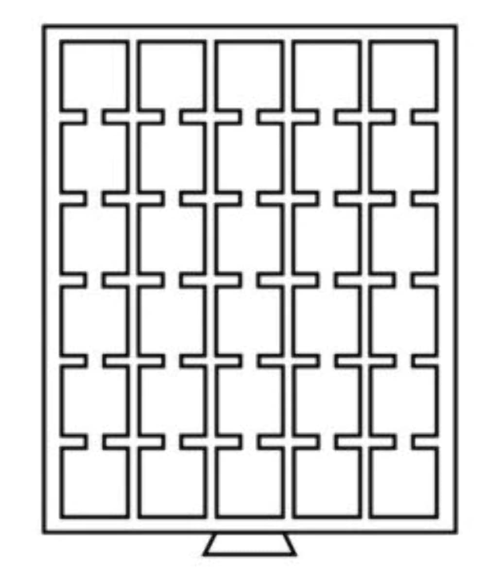 Leuchtturm Bandeja para monedas 30 divisiones esquinadas 38 x 38 mm, color humo con bandeja negra
