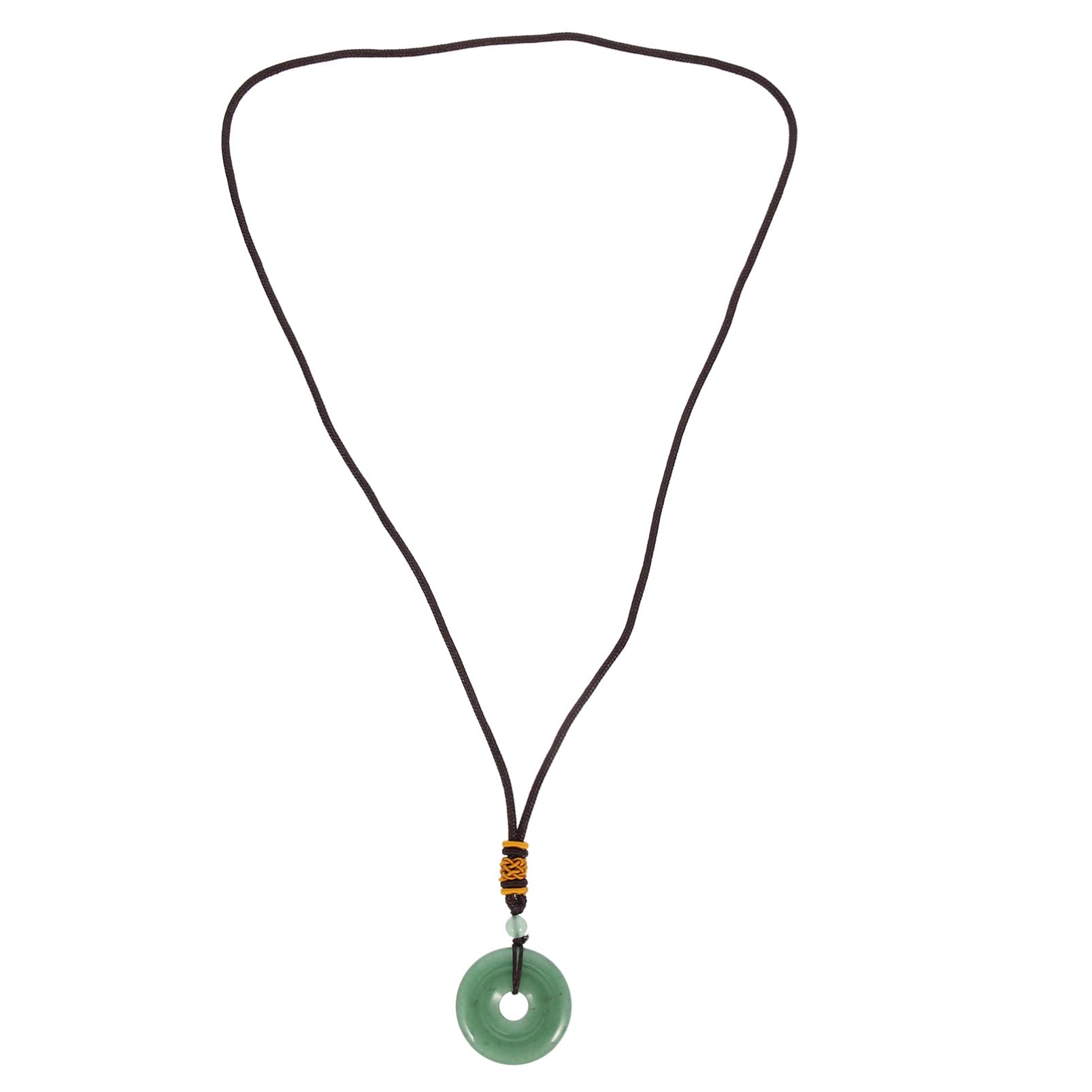 FOMIYESFOMIYES Natural Jade Necklace Donut Bead Jade Circle Coin Pendant Necklace Healing Spiritual Necklace Good Luck Fortune Pendant for Feng Shui