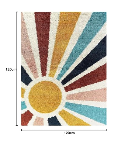 Image of Soft Modern Shag Area Rugs Fluffy Living Room Carpet Comfy Bedroom Home Decorate Floor Kids Playing Mat Size 4x4 Feet Round Color Multi R