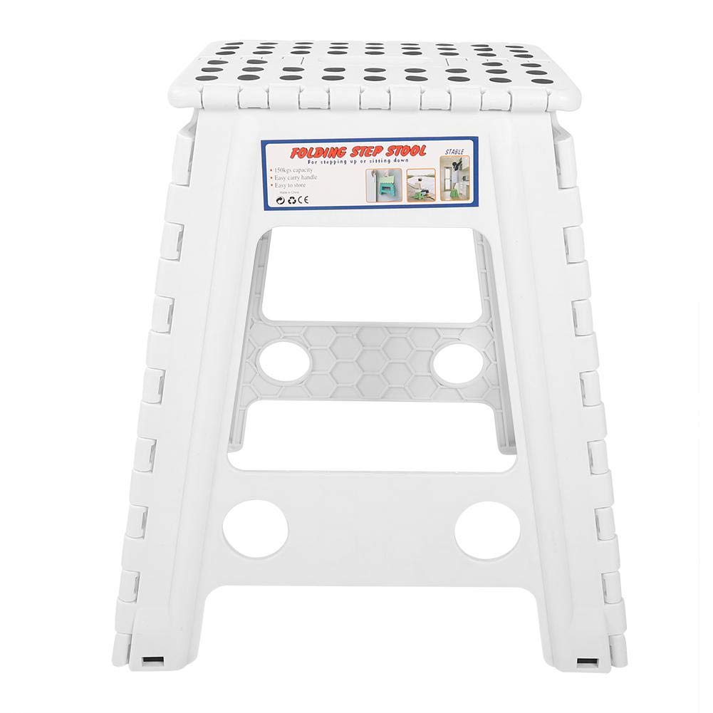 Ymiko Taburete de plástico Taburete de Paso Plegable portátil para Senderismo en Interiores Pesca(Blanco)