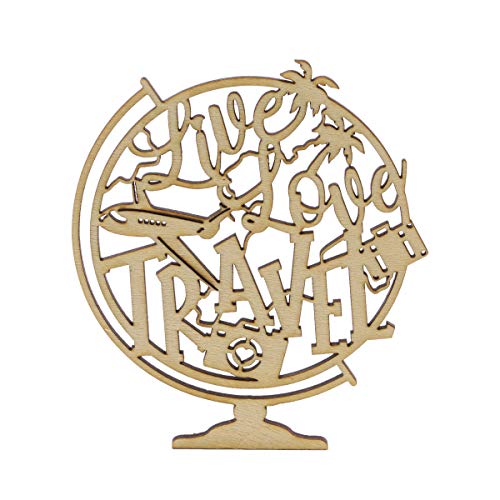 Summer-Ray 20Pcs Laser Cut Wooden Travel Theme Cutout Scrapbooking Embellishment Diy Craft 5 Designs #TOP2