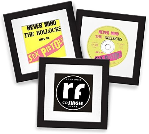 CD Frame Disc or Cover - BLACK - Display the Compact Disc Cover or Disc - Quality Wooden Picture Frame complete with 2 x Acid Free Mounts (1 x for a CD and 1 x for a Cover) and Conservation Backing - Hand made to Order in England, Devon, UK by RUBIX FRAMES