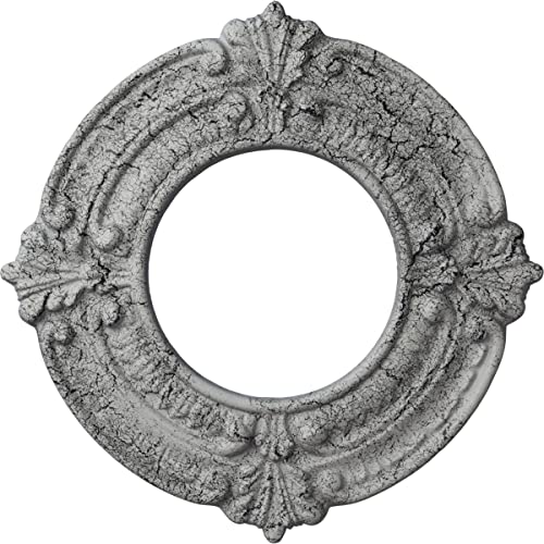 Ekena Millwork CM09BNUWC 9"OD X 4 1/8"ID X 5/8"P Benson Ceiling Medallion Fits Canopies Up to 4 1/8", Ultra Pure White Crackle