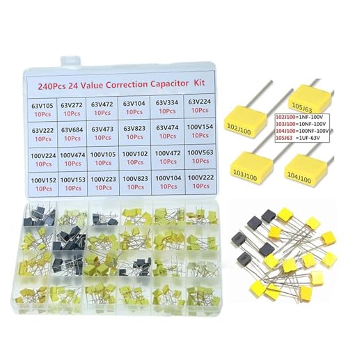 Condensateurs de correction en polypropylène : lot assorti de 240 pièces pour vos circuits