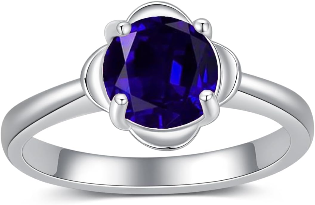1.5CT Gemstone Engagement Ring for Women 925 Sterling Silver 7.5mm Round Cut Birthstone Ring for Valentine's Day