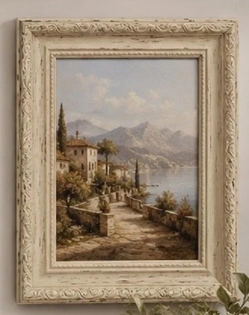 60x40cm Cream Poster Frame, 600 x 400mm Shabby Chic Ornate, Vintageen Picture Frame, Large Cream Photo Frame for Posters, Prints, Artwork, Photos & Jigsaw Puzzles