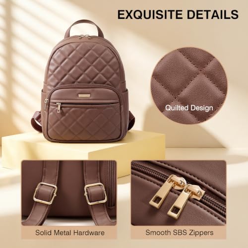 Image of Marvolia Mini Backpack Vegan Leather Small Backpack, Brown