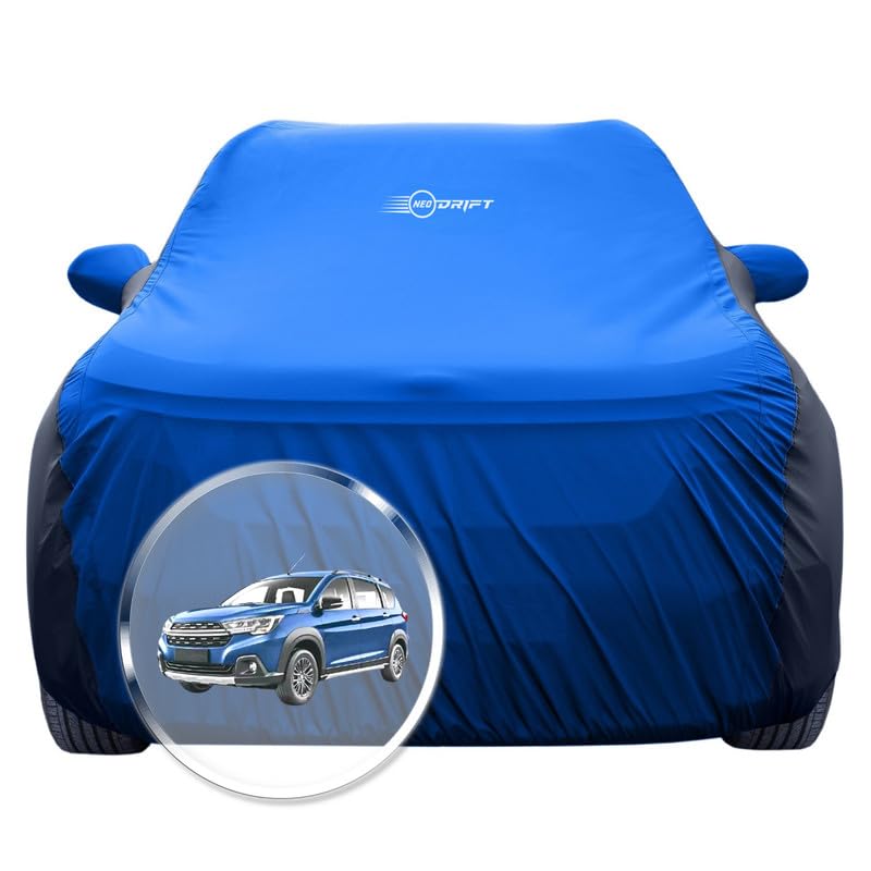 Image of NEODRIFT 'SuperTech' Car Cover for Maruti Suzuki XL6 L-A (100% Water-Resistant, All Weather Protection, Tailored Fit, Multi-Layered & Breathable Fabric) (Colour: Sky Blue+Black) (Model: 2019-2021)