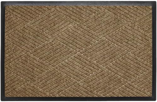 Image of WaterHog Max Diamonds Front Door Mat Indoor Outdoor Entrance, All-Weather Heavy Duty Commercial Doormat with Non-Slip Rubber Backing, Dirt & Moisture Trapper, Low Profile, Made in USA, 24 inchx35 inch Khaki
