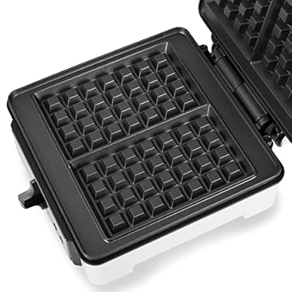 Princess Waffeleisen 132397, Belgische Waffelform, 1200 Watt, 0,75m Kabellänge, 19,8x19,5cm Backform, regelbare Heizstufe, antihaftbeschichtet, Silber, Schwarz, 01.132397.01.001 – Bild 6