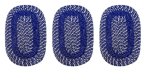 Image of Oval Door mat| Handmade Cotton Doormat | Quick Dry, Washable Door Mat for Home, Bathroom & Bedroom (33X53 CM)(Blue-3)