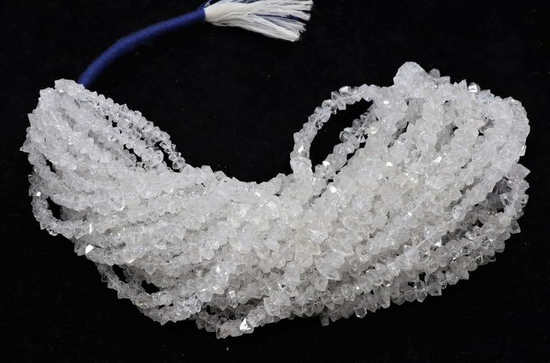 Naturalne przezroczyste białe samorodki Herkimer szorstkie koraliki 5-8 mm 40 cm długi sznurek tworzenie biżuterii, koraliki z kamieni szlachetnych do naszyjnika, bransoletki