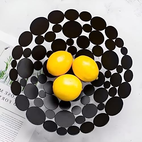 Gweobz Metal Fruit Basket Bowl For Kitchen Counter - Creative Round Fresh Fruit And Vegetable Basket - Black Home Decorative Holder (Centerpiece) #TOP1