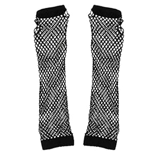 P Prettyia Nethandschoenen lang zonder vinger zwart visnet handschoenen