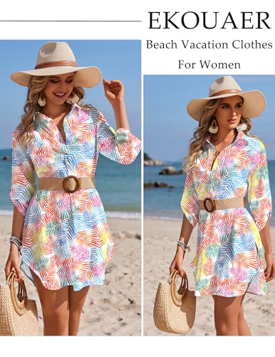 Image of Ekouaer Swimsuit Coverup for Women Bathing Suit Cover Up 2026 Summer Beach Vacation Outfits
