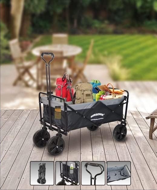 Miniatura 6 de HORSESHOE Carritos plegables de carga máxima de 300 libras con neumáticos sin planos, cinturón de seguridad y bolsa de almacenamiento plegada para