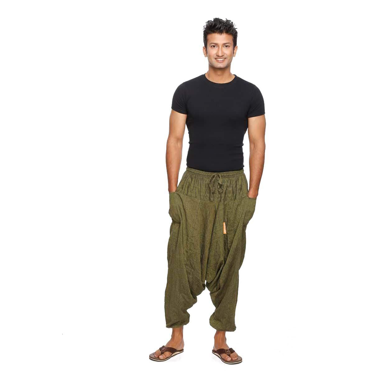 Pantalon Sarouel Unisexe Simandra 'Singharaja' - Coton, Taille Ajustable, Fabriqué Main Népal, Coupe Large Confortable