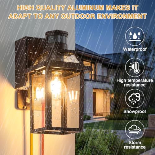 Image of Yisuro Porch Lights with GFCI Outlet, Dusk to Dawn Motion Sensor Outdoor Light, 3 Lighting Modes Exterior Fixture, Outside for House Front Door Patio Garage(2 Pack Brown)