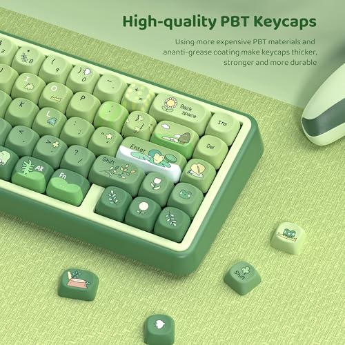 Image of dagaladoo PBT Keyboard keycaps,Matcha moa keycaps,Green Frog