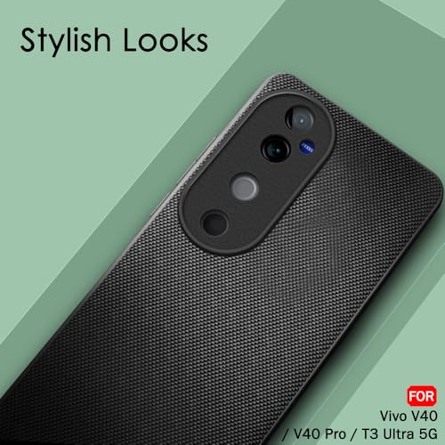 Image of TheGiftKart Back Cover Case for Vivo V40 / V40 Pro / T3 Ultra 5G | Slim & Lightweight | Ultra-Premium Design | Camera Protection Bump | Fabric Texture Case Cover (PC & TPU, Black)