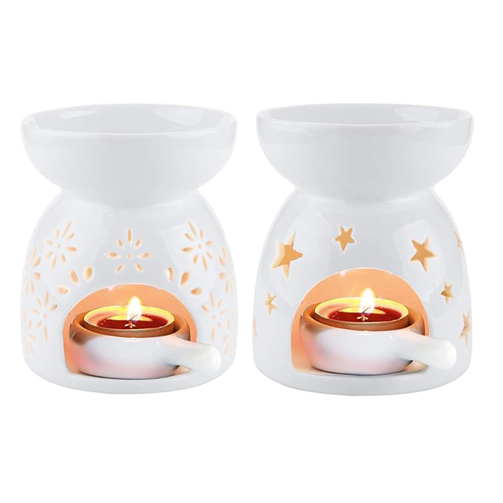 Wax Melt Burners Set of 2 – Ceramic Wax Burners & Oil Burner – Decorative Candle Holders for Wax Melts – Home & Bedroom Decor