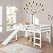 MWKL Cama Loft Gemela más Nueva con tobogán para niños/niños pequeños, Cama Loft Baja de Madera con Escalera, Mini Cama Loft para niños de Madera de Perfil bajo