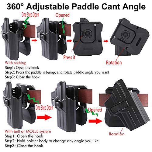 Hqda Cz 75 Sp-01 Shadow Holster With 360°Adjustable Cant Tactical Outside Waistband Polymer Paddle Holder Cz Sp01 Pistol Carry Owb Holster, Handgun Duty Belt Case Right Handed #TOP1