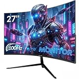 CRUA Curved Gaming Monitor 27 Zoll 100Hz, Full HD 1920 * 1080P 1800R, Rahmenloser PC-Monitor, 1ms GTG, FreeSync, Low Motion Blur, Augenpflege, VESA, DisplayPort, HDMI