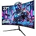 CRUA Curved Gaming Monitor 27 Zoll 100Hz, Full HD 1920 * 1080P 1800R, Rahmenloser PC-Monitor, 1ms GTG, FreeSync, Low Motion Blur, Augenpflege, VESA, DisplayPort, HDMI