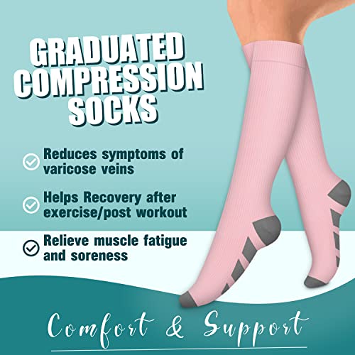 Compression Socks For Women & Men Circulation(6 Pairs)-Graduated Supports Socks For Running, Athletic Sports #TOP2