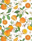 Meihodan Floral Peel and Stick Wallpaper Oranges Blossoms Citrus Print Self Adhesive Wallpaper Removable Contact Paper for Living Room Cabinet DIY Decor 17.7in x 9.8ft