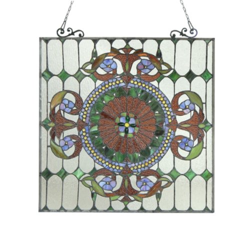 Chloe Lighting Tiffany Style Victorian Window Panel with 89 Cabochons - Thumbnail 3
