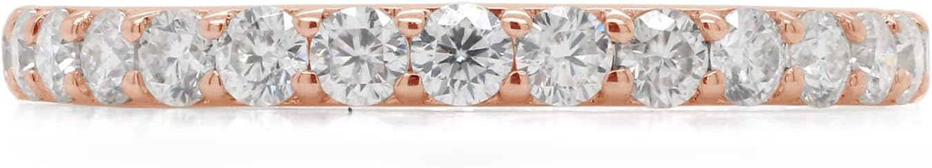 SAVEARTH DIAMONDS 1 Carat Round Moissanite or Lab Grown Diamond Full Eternity Stackable Wedding Band Ring For Women, Diamond Anniversary Bands, Promise Rings In 14K Gold Over Sterling Silver (1 Cttw)