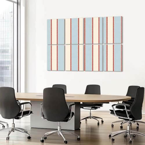 8 Pack Paneles Acústicos Artísticos Absorbentes de Sonido con Rayas Verticales Continuas en Azul Claro, Cremas y Rojo, Paneles Decorativos para Pared Aislantes Acústicos Autoadhesivos para Estudios de Grabación y Oficina 48"x32" miniatura 7